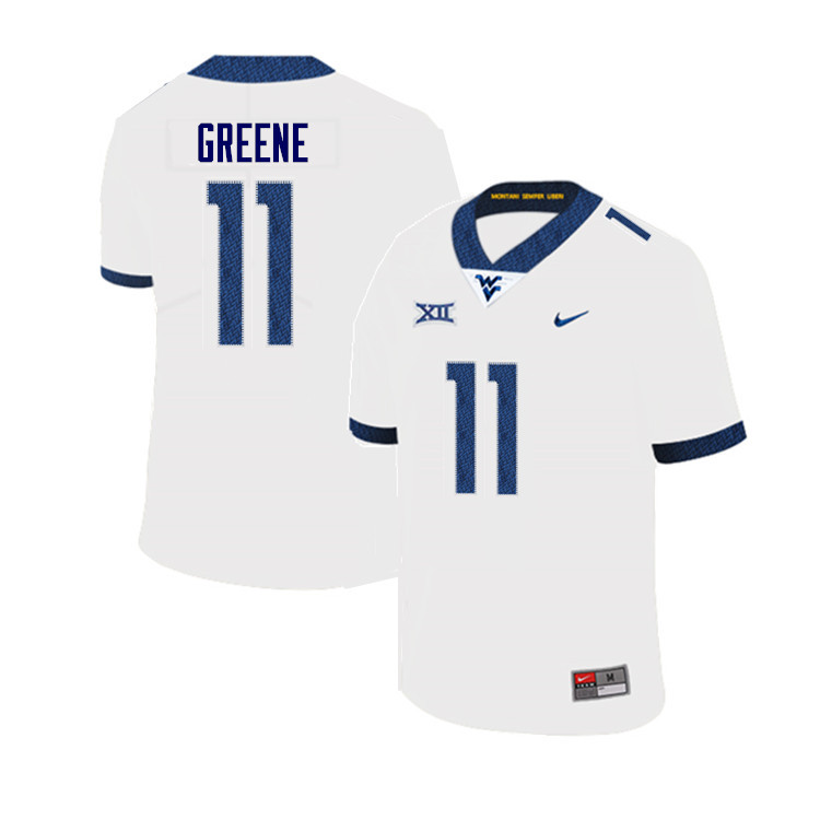 Men #11 Garrett Greene West Virginia Mountaineers College Football Jerseys Sale-White - Click Image to Close